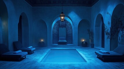 A sanctuary of tranquility, where plush velvet armchairs beckoned, and the soft glow of ambient lighting bathed the space in a soothing ambiance.