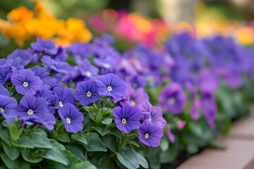 A line of purple flowers