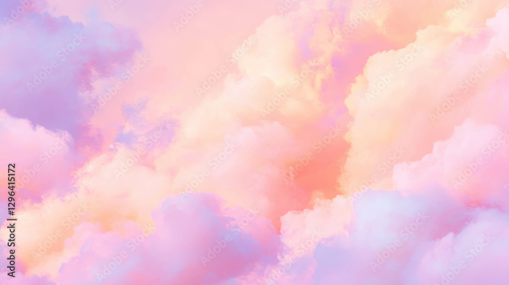 Poster dreamy cloudscape with soft colors at sunset for artistic backdrops and textures