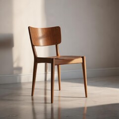Wooden chair bathed in soft light with half of its surface in shadow, shadow, light, contrast, wood, elegant