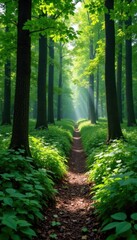 Obraz premium Overgrown path diverging from well-trodden trail in forest , background, fork, landscape