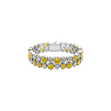 Silver bracelet with yellow diamonds on transparent background. Silver bracelet with topaz ​​png. Jewelry and gemstones
