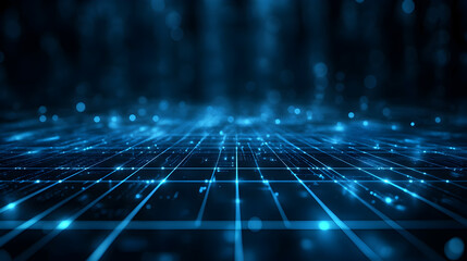 grid with soft glowing lines on a dark background creating a futuristic feel 
