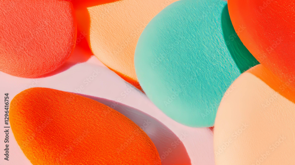 Poster colorful abstract composition of soft felt shapes in vibrant textures for creative design