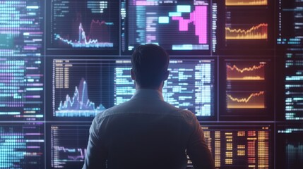 Holographic financial dashboard displaying investment portfolio