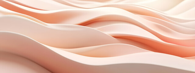 Obraz premium A minimalist composition of wavy paper strips in shades of beige and pink 