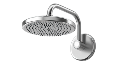  Modern Shower Fixture: A sleek, contemporary shower fixture, featuring a chrome finish, mounted on a wall. 