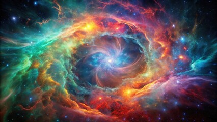 Fototapeta premium Cosmic Nebula A swirling vortex of vibrant colors and celestial dust, illuminating the vast expanse of space with an ethereal glow.