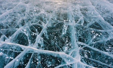 Cracked Ice and Trapped Methane Bubbles, Lake Baikal