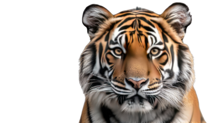 Tiger's Gaze: A striking portrait of a majestic tiger, with intense eyes and bold stripes, radiating power and captivating beauty.