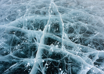 Cracked Ice and Trapped Methane Bubbles, Lake Baikal