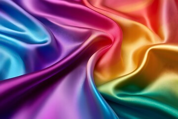 Fototapeta premium Close-up of the rainbow flag with a satin texture, symbolizing pride and diversity