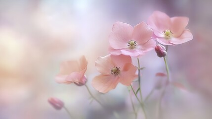 Obraz premium The gentle brushstrokes of the watercolor bring out the beauty and elegance of the flowers, creating a serene and charming visual effect