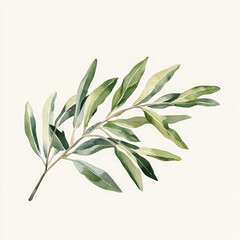 Realistic boho style water paint shows gentle leaf illustration, serene