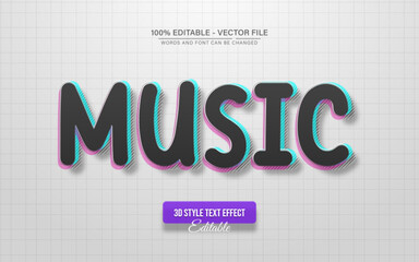 Black fun music 3d text effect editable