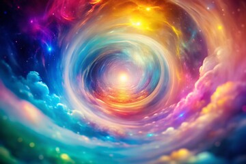 Obraz premium Ethereal Multicolored Vortex: Dreamy Spiritual Metaphysical Background - Tilt-Shift Fantasy
