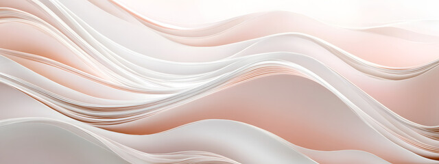 Obraz premium A minimalist composition of wavy paper strips in shades of beige and pink 