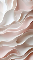 A minimalist composition of wavy paper strips in shades of beige and pink
