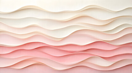 Fototapeta premium A minimalist composition of wavy paper strips in shades of beige and pink 