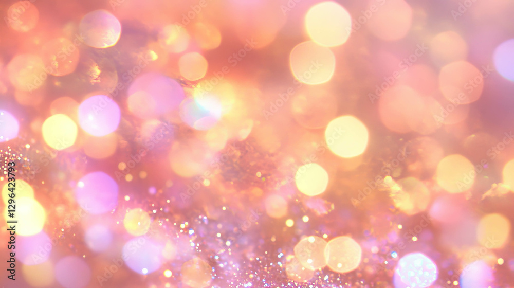Poster cosmic bokeh sparkles in a dreamy abstract glittering background for design and decoration