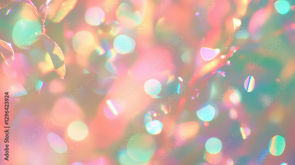 Poster Colorful bokeh background with sparkling dust particles for design and decoration