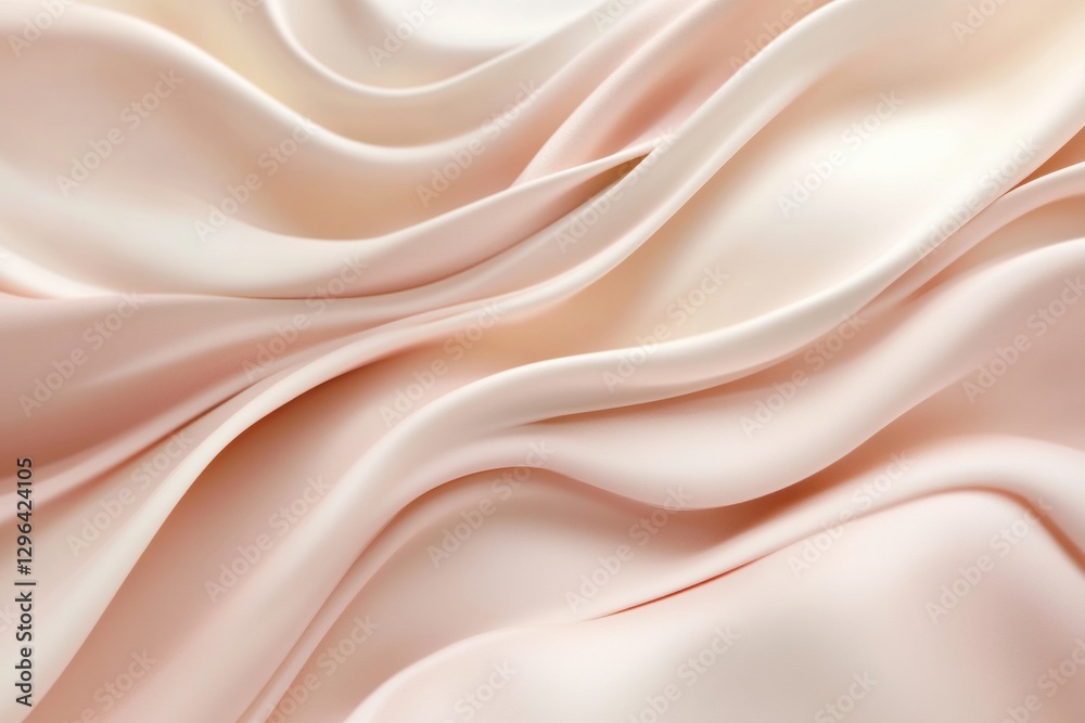 Poster soft silk fabric draped elegantly in gentle waves, showcasing delicate texture and natural sheen ove