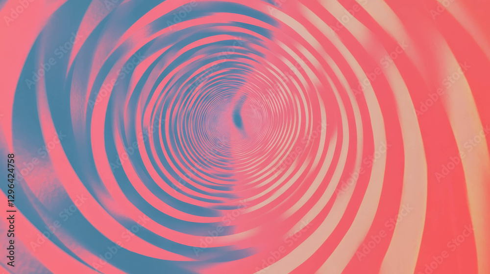 Poster abstract spiral and concentric circles in vivid red and blue tones background