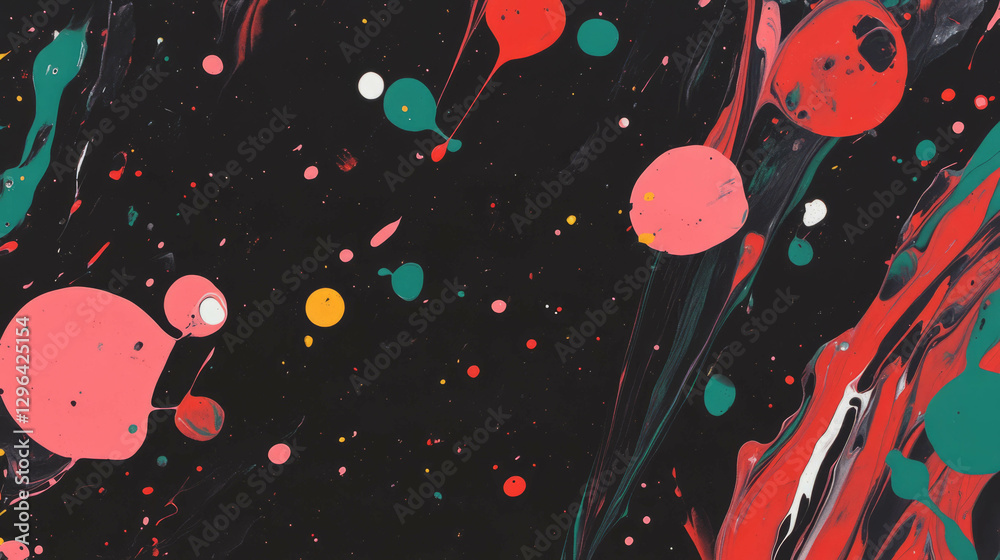Poster Colorful splattered paint texture with abstract artistic pattern for creative design