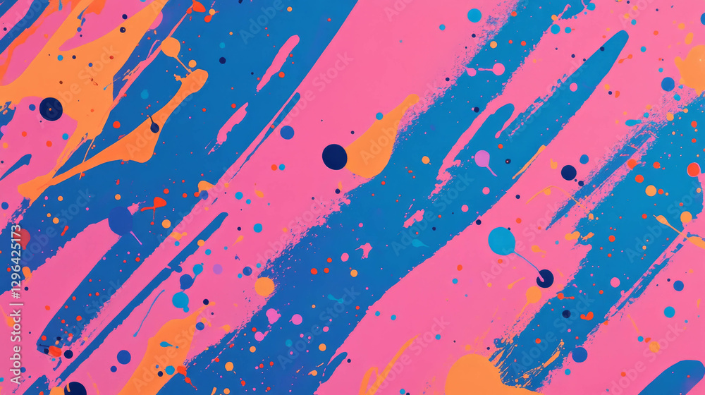 Poster Colorful splattered paint background with abstract texture for creative designs