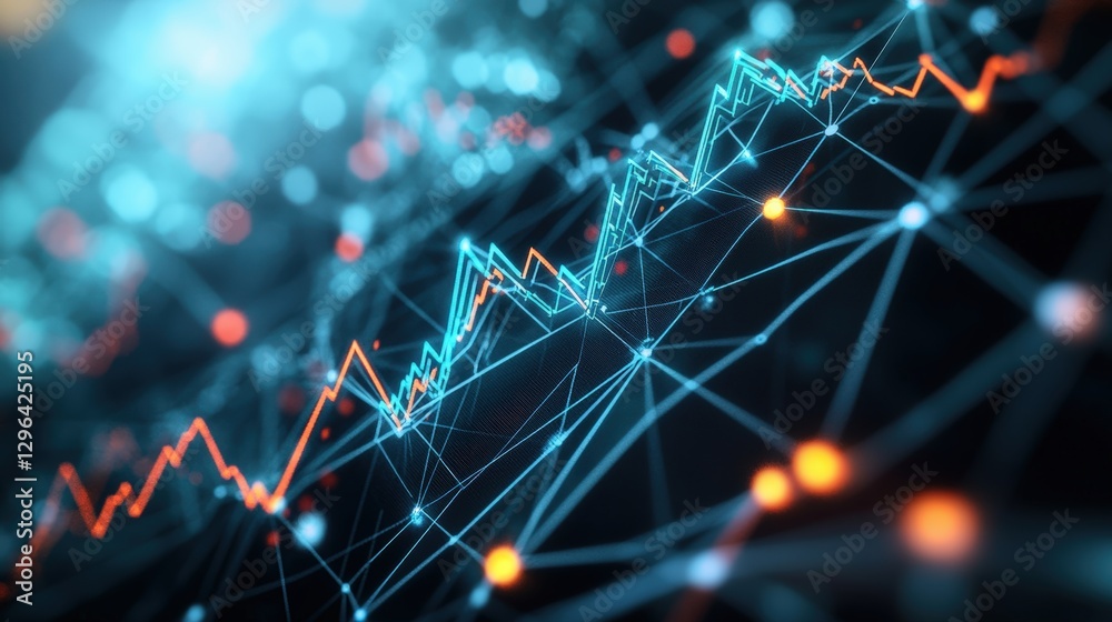 Poster abstract background featuring glowing lines and dots creating a dynamic visual effect