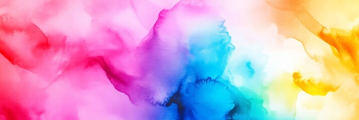 Obraz premium Vibrant Rainbow Watercolor Abstract - Abstract watercolor painting in rainbow colors, perfect for backgrounds, websites, or design projects. Smooth transitions between colors