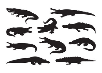 Crocodile vector, Crocodile clipart, Crocodile silhouette.