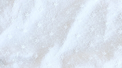 花柄のレース布背景_オフホワイト_ワイド