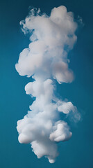 White smoke plume against a blue background