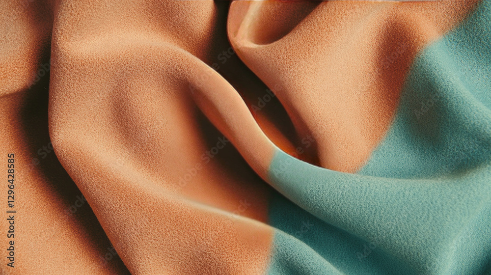 Poster soft suede texture background in shades of orange and blue for design and craft projects