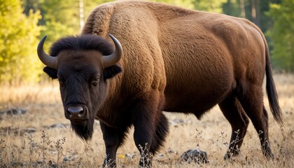 Fototapeta premium Large male of bison in the forest