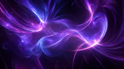 Abstract purple blue energy swirls, cosmic background, digital art, website header