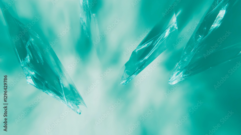 Poster abstract pattern of teal broken glass fragments on light background