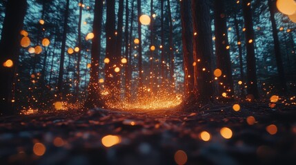 Fireflies Lighting Up the Night Forest