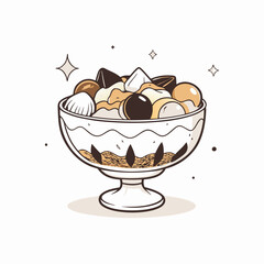 Delicious sundae bowl with assorted flavors, sweet indulgence