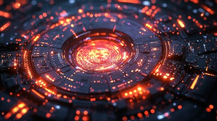 Obraz premium High-tech circular energy core, futuristic technology, glowing, space