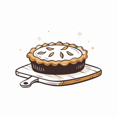Delicious pie on a wooden board, comfort food delight