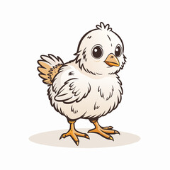 Fototapeta premium Cute cartoon chick standing, playful innocence
