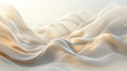 Obraz premium Elegant flowing fabric in shades of white and gold create waves