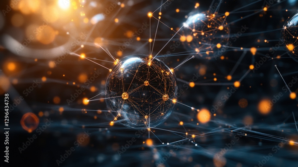 Aufkleber Abstract 3d sphere with interconnected lines and dots representing network or data visualization