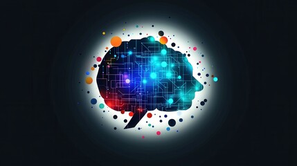 An artistic representation of a human brain intertwined with digital elements and colors, symbolizing the intersection of human creativity and artificial intelligence.