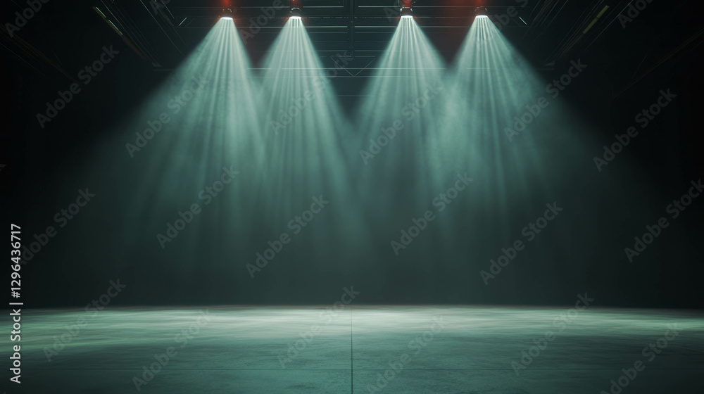 Poster Dramatic lighting on empty fashion runway for event and show design