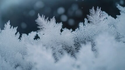 Ice Crystals on Window in Macro Detail with Soft Light