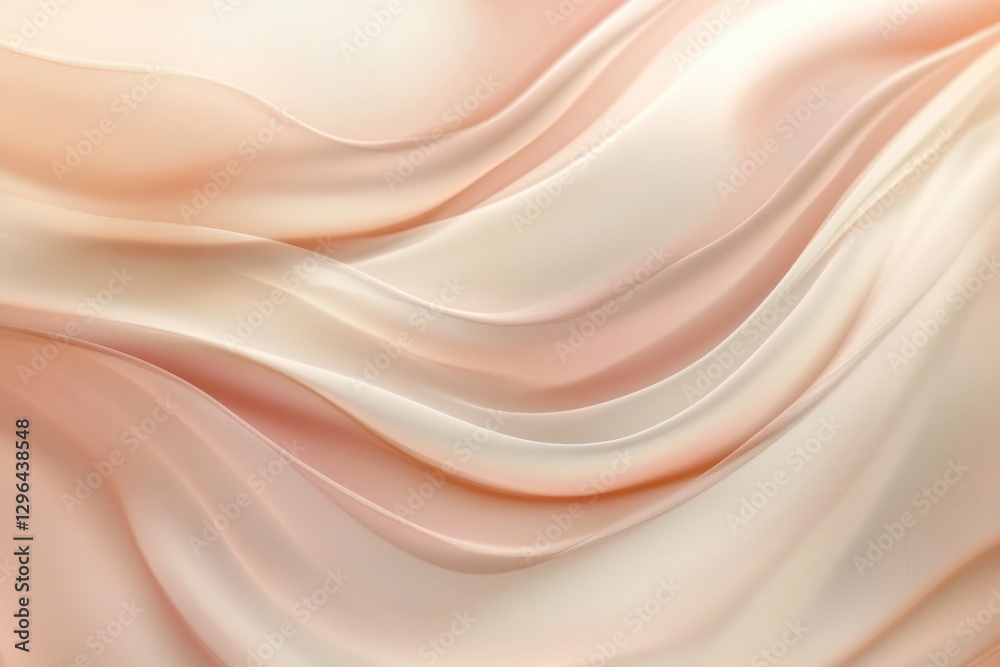 Leinwandbilder Soft flowing fabric in gentle pink and cream hues creating a tranquil and elegant background. Generative AI
