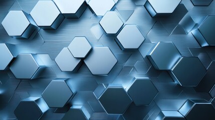 A futuristic canvas of hexagons, a symphony of geometric shapes in shades of vibrant blue and silver, pulsating with a sense of technological innovation. A perfect backdrop for your design.